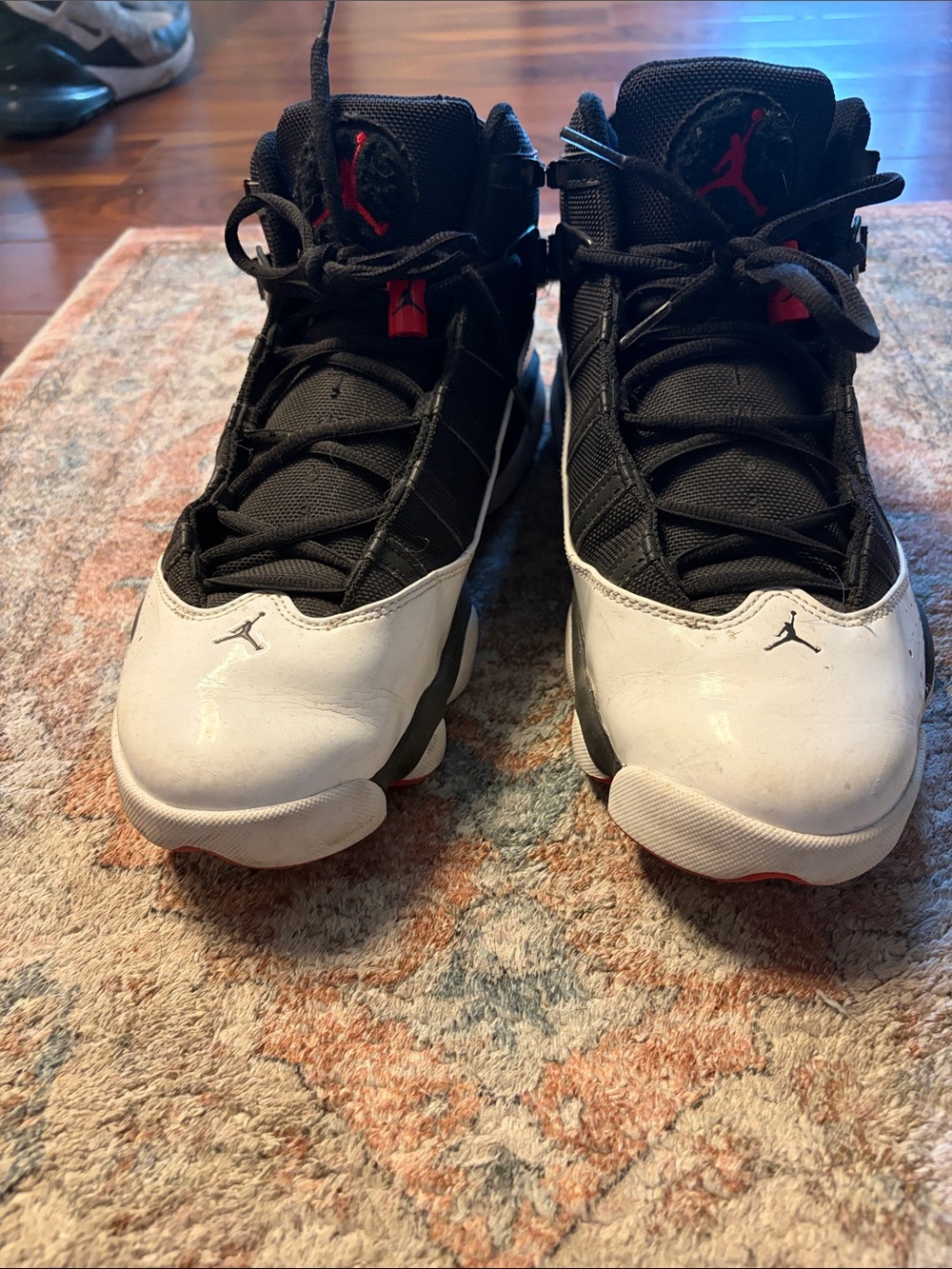 Jordan Black White and Red High-Top Sneakers